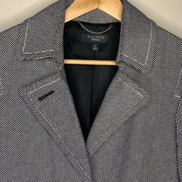 TALBOTS Black & White Check One Button Jacket 8 - Picture 2 of 8